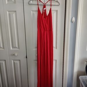 BCBG Bright Coral Beach Razor Back Cover-up Dress M